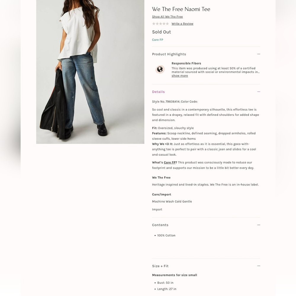 FREE PEOPLE We The Free Naomi Tee NWT - Picture 9 of 12